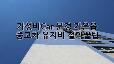 가성비Car🚗 문경 가은읍 중고차 유지비 절약꿀팁🍯